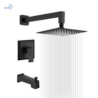 Système de douche Aquacubic avec pommeau de douche carré de 8 pouces, ensemble de robinetterie de douche et robinet de baignoire