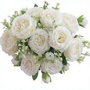 Artificial Silk Peony Bouquet Fake Peonies Flowers Floral Arrangement Wedding Party <b>Decoration</b> <b>Table</b> Centerpiece - Product Image 1
