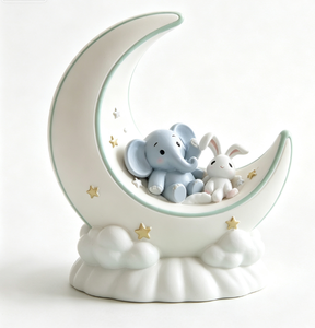 ไฟกลางคืนเรซิ่นรูปบ้านนางฟ้าพร้อมกระต่ายและช้าง - Product Image 3