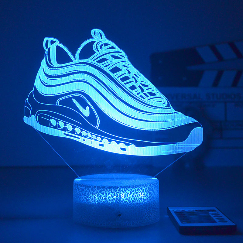 Zapatillas de deporte en forma de zapato, 3D ilusión óptica, luz Led de  noche, lámpara de escritorio