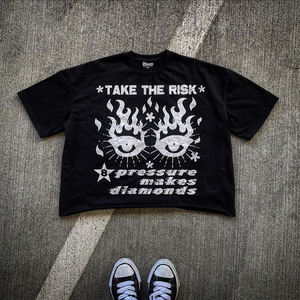 Logotipo personalizado 300GSM Streetwear Box Cut camiseta Heavyweight Cropped Top camiseta gráfica de algodón de gran tamaño Boxy Fit camiseta hombres - Product Image 2