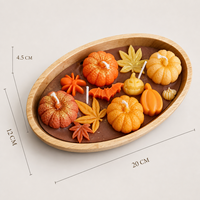 Arovi - Ensemble de bougies citrouille d'Halloween personnalisées, bougies parfumées d'automne avec plateau en bois et pot citrouille en verre pour la décoration des fêtes