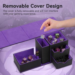 MIO Venta al por mayor de fábrica: Caja y estuche de almacenamiento portátil 3 en 1 de cuero PU y forro de franela para dados, torre de dados y accesorios de DND RPG, ideal para regalo. - Product Image 4