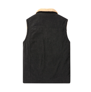 Gilet en laine d'agneau pour homme avec logo personnalisé, vêtements de travail épais pour l'automne/hiver, gilet en laine d'agneau multi-poches - Product Image 2