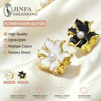 Boutons en métal irréguliers 3D en forme de fleur avec perles ZX147B pour chemisiers, hauts, manteaux, trench-coats et vestes polyvalents