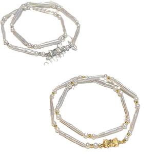 Zhuji Baroque Shaped Freshwater Pearl Necklace Whole <b>Body</b> Pure Silver with New Brushed <b>Bow</b> Elegant Jewelry - Product Image 5