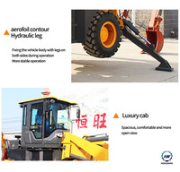 Mini-chargeuse-pelleteuse 4x4 2-en-1, chargeuse frontale compacte sur roues, pelleteuse, engin de terrassement pour travaux de construction