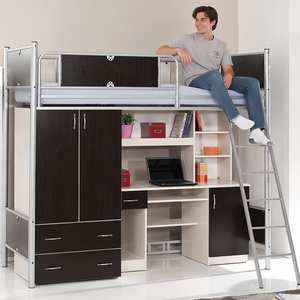 <span class=keywords><strong>Lit</strong></span> superposé en bois stable avec bureau intégré, facile à installer, idéal pour les dortoirs scolaires, les hôpitaux, les maisons, directement de l'usine - Product Image 1