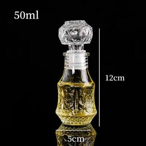 Bouteille en verre réutilisable personnalisée de 50ml & 100ml avec couvercle sculptures impression de logo pour thé vodka whisky boissons énergisantes <span class=keywords><strong>tequila</strong></span> boîtes emballées - Product Image 5