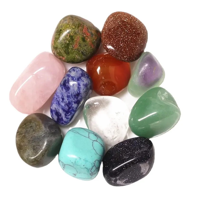 Atacado Pedras Preciosas Polidas Misturadas Tumbled Stones Reiki Gift Cristais De Cura Pedra Tumbled Cristais Em Massa