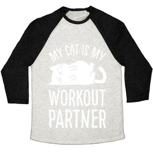 Mi gato es mi compañero de entrenamiento, camiseta de béisbol unisex de mezcla triple - Product Image 3