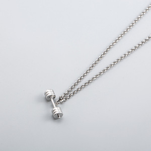 Stainless Steel <b>Dumbbell</b> Pendant Necklace Long Chain Hip Hop Street Style Fashion Jewelry For Men Women - Product Image 4