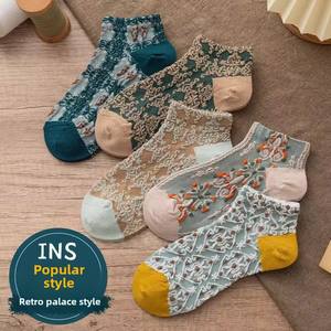 Calcetines de barco de estilo británico retro para mujer, calcetines de algodón y de moda de tubo corto de estilo étnico, fabricante al por mayor - Product Image 6