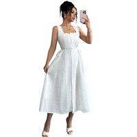 Vente directe usine – Nouvelle robe longue décontractée et élégante avec broderie florale 3D, couleur unie, idéale pour la plage au printemps et en automne
