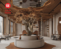 Meubles de restaurant commerciaux tendance, comptoir modulaire personnalisé pour café, éclairage LED, design écologique et imperméable