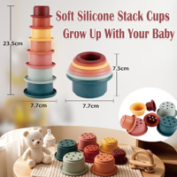Tasses empilables en silicone de qualité alimentaire, jouet sensoriel doux pour le bain, jouet éducatif, cadeau de remise de diplôme très vendu