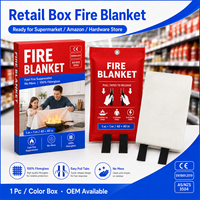 Couverture anti-feu en fibre de verre 1x1m, option enduite de silicone, certifiée CE, emballage de vente au détail pour la sécurité incendie des graisses