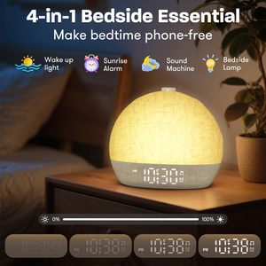 Hot Sales White Noise Sound Machine for Sleep Wake up Light Table <b>Digital</b> Electronic Sunrise Alarm Clock <b>Calendars</b> Soft Lighting - Product Image 5