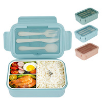 Boîte à Lunch en Plastique 4L en Gros avec Couvercle PP Compatible Micro-ondes pour Étudiants et Employés de Bureau, Inclut Fourchette Cuillère Rangement de Fruits