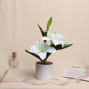 Fleur artificielle en soie Jinhe, lys jaune, 7x7x26cm, décoration d'intérieur - Product Image 2