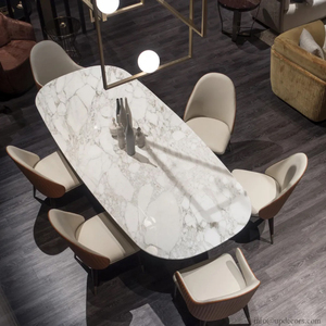Modern Luxury <b>Dining</b> <b>Table</b> Set Oval Dinning Room Furniture <b>White</b> Marble Top Dinning <b>Table</b> With 6 Chairs UP-010 Dinning <b>Table</b> Set - Product Image 4