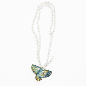 Collar único de cuentas de selenita con colgante de águila de labradorita, joyería de piedras preciosas/cristales, Día de la Madre/Aniversario/Compromiso - Product Image 2