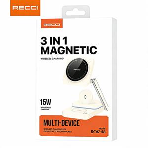 RECCI RCW-48 Chargeur sans fil magnétique pliable 3-en-1 pour smartphones, montres et écouteurs - Product Image 6
