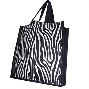 Zebra Print Jute Tote <b>Bag</b> Eco-Friendly Shopping <b>Bag</b> Natural Fiber Reusable Rope Handle <b>Medium</b> <b>Size</b> - Product Image 1