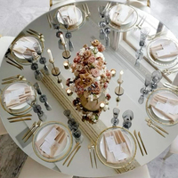 Décorations de table pour événements de mariage de luxe, feuille de miroir de table ronde flexible en PVC de 60 pouces, acrylique réfléchissant