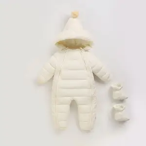 Macacão infantil de inverno com capuz, roupas para bebês recém-nascidos, macacão, traje de neve, macacão