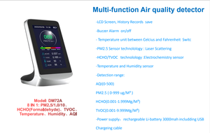 Détecteur de PM2.5, analyseur de qualité de l'air intérieur, instrument de mesure du formaldéhyde et d'autres gaz nocifs, pour PM1.0/PM10/HCHO - Product Image 4