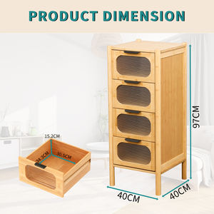 Mobile Contenitore in Bambù Personalizzato con 4 Cassetti in Acrilico per Soggiorno - Product Image 6