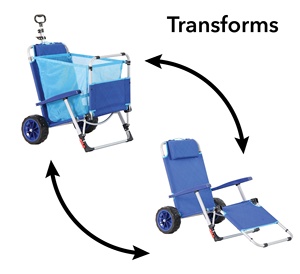 Chaise de plage pliable de jour de poisson 2 en 1 chaise de plage pliante de camping avec auvent combinaison intégrée de chariot de traction de chariot - Product Image 6