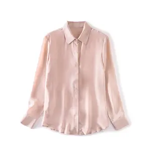 Spring New Women's Weighty Silk Blouses Shirts Long Sleeve Fashion Plus Size Blouse Women's Shirt