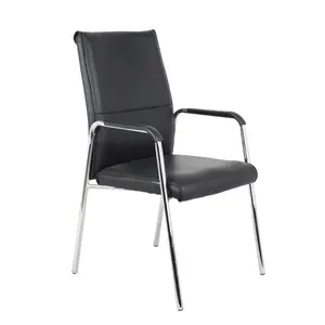 Premium Office Visitor Chairs: Black PU Leather for Reception, Ideal Meeting Room Furniture, Durable & Top-selling