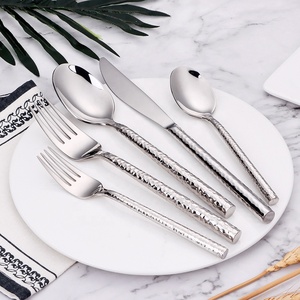 Nặng hình trụ xử lý Bạc cưới thép không gỉ 18/10 rèn vàng thiết lập dao kéo với dao và nĩa - Product Image 3