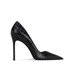 Tallas grandes Mujer Sexy Flaco Puntiagudo Super Tacones Vintage Cuero cocodrilo Tacón fino Elegante Zapato único Tacón - Product Image 5