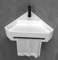 Petit lavabo carré pour salle de bain, en acrylique, surface solide, lavabo mural, lavabo personnalisé, lavabo moderne pour salle de bain, OEM