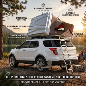 Carpa de <span class=keywords><strong>Techo</strong></span> Ligera con Apertura Lateral, Impermeable, Resistente al Viento, de Fácil Montaje, Tela 40D, Colchoneta No Tóxica para SUV, Camping y Viajes - Product Image 1