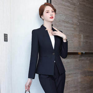 Bayan pantolon takım elbise kore resmi kıyafetler japon ofis bayan Blazer ceket iş pantolon smokin Set mavi giysi takım elbise - Product Image 5