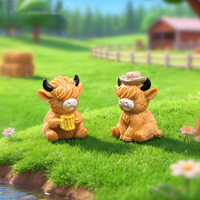 Figur Resin Sapi Highland Lucu, Ornamen Mini Yak untuk Dekorasi Kue Lanskap Mikro, Hiasan Meja Rumah Taman, Hadiah Hewan