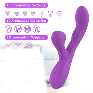 Vibrateur triple G-Spot, stimulateur clitoridien et des mamelons, 3 en 1, avec fonctions de fouet et de succion, rechargeable par USB. - Product Image 4