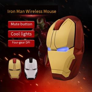 Mini ratón inalámbrico para juegos Iron Man, ratón de ordenador ajustable para diestros con clic silencioso 800/1200/1600/2400DPI - Product Image 3