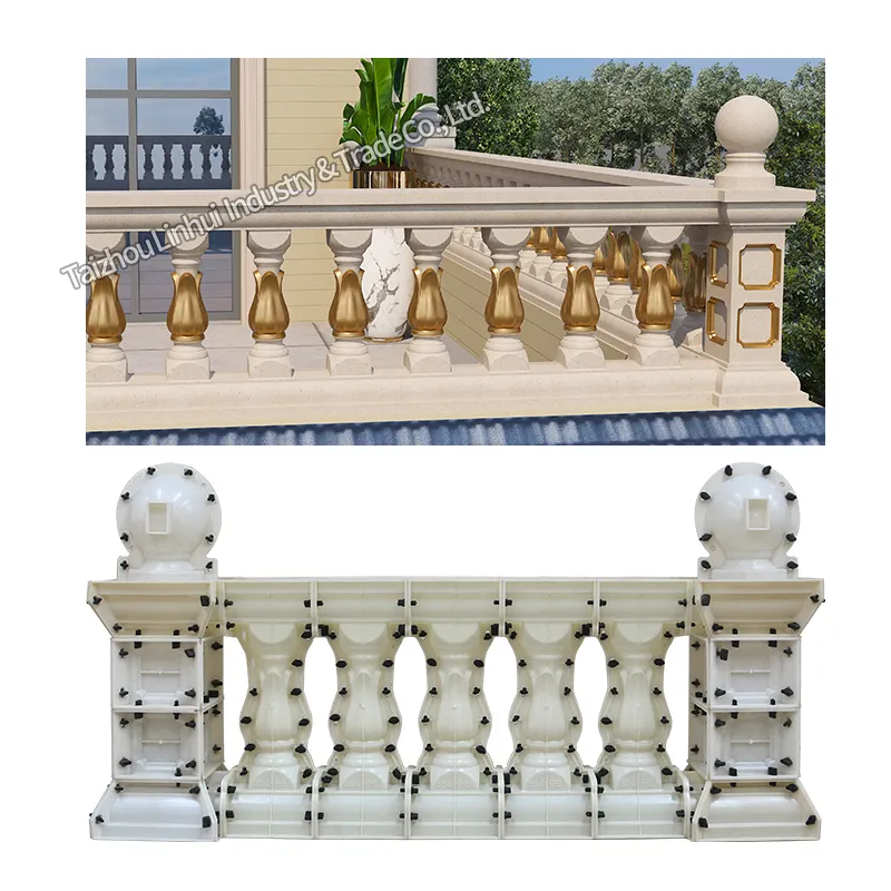 Nouveau design décoratif béton balustre moules main courante clôture poteau balustrade barrière vase réutilisable balcon moules en plastique