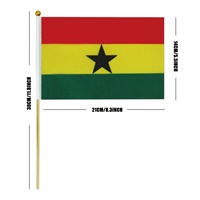 Drapeau Ghana à agiter à la main 14x21 cm, imprimé sur mesure, avec bâton, pour événements africains, vente en gros, direct usine