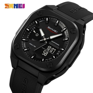 Montre Homme Multifonction Carrée <span class=keywords><strong>SKMEI</strong></span> 2328, Double Mouvement, Bracelet TPU, Style Sportif Extérieur, Montre-Bracelet Électronique à Quartz pour Homme - Product Image 4