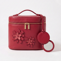 LZ Personalize: Necessaire de Couro Genuíno, Estojo Organizador de Maquiagem com Espelho Ajustável e Compartimentos para Higiene Pessoal