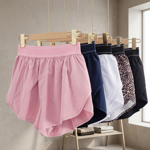 Women's Quick Drying Skinny Fit Nylon/Spandex Sports Shorts High Elastic Waist Lining Breathable Fitness Shorts Zipper Pocket - Product Image 3