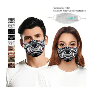 De gros masques visage animal-Masques faciaux à impression numérique 3D unisexes, protège la bouche de la poussière, noir, Amazon Offre Spéciale