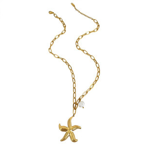 Colliers pendentifs mode hawaïenne d'été en acier inoxydable 316L, bijoux plaqués or PVD 14k 18k, collier étoile de mer pour femme - Product Image 4